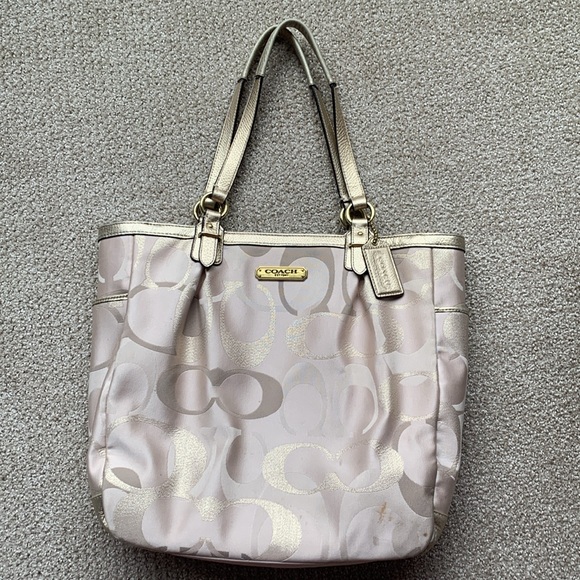 COACH TOTE BAG - TAN/GOLD - Picture 2 of 14